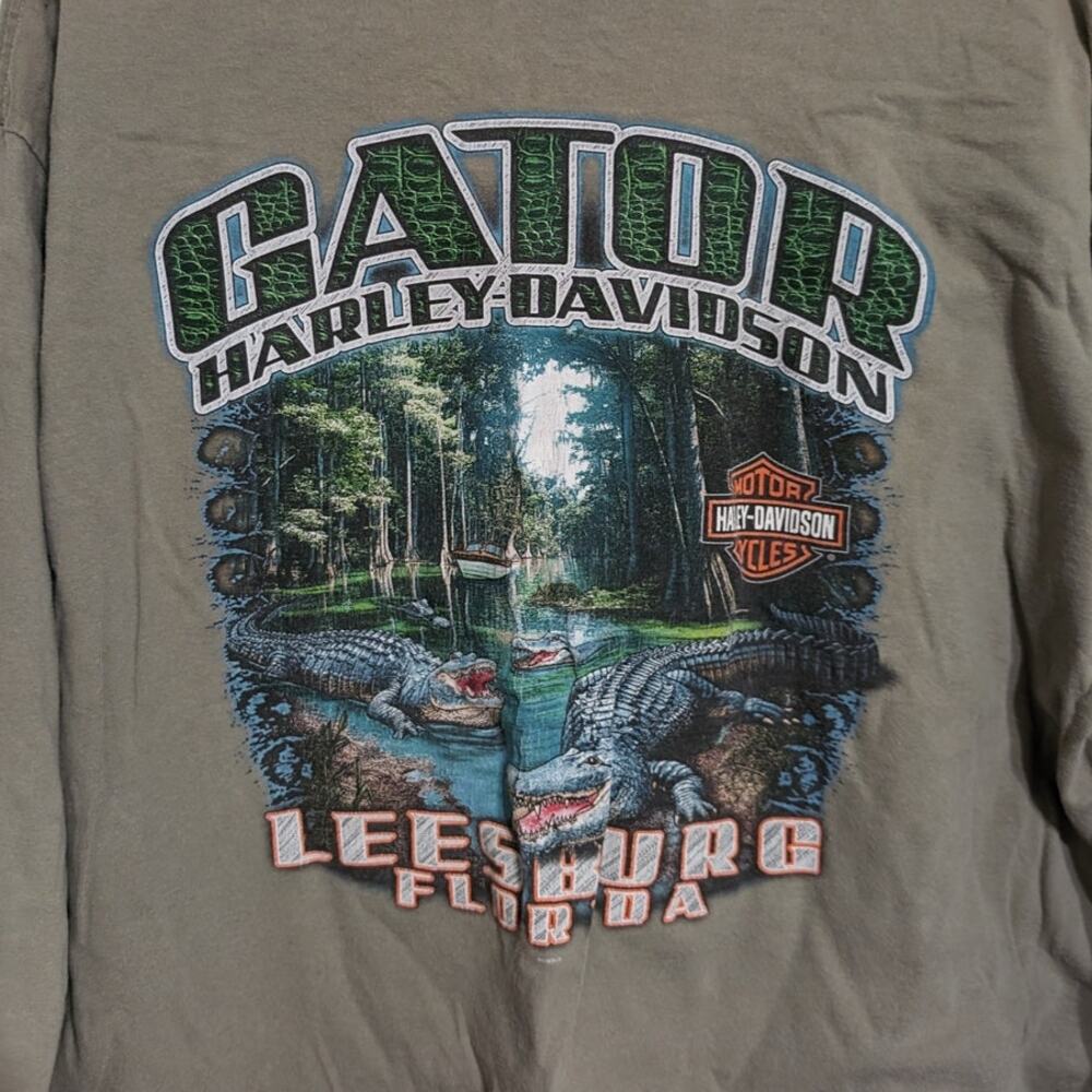 Harley-Davidson Mens XL Alligator Black Florida Short Sleeve Gator Leesburg FL